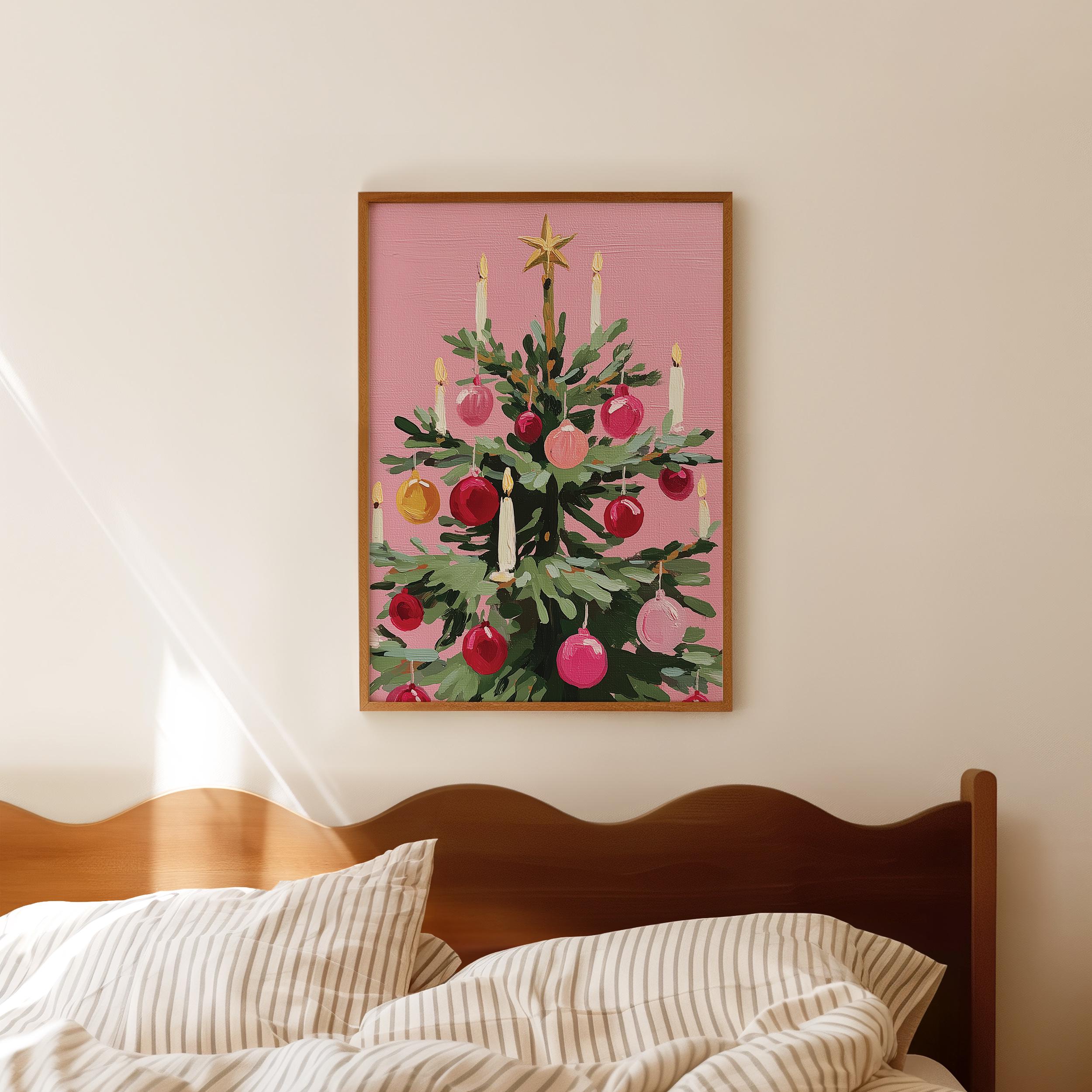 Pink Christmas Tree Painting Print - Image 4