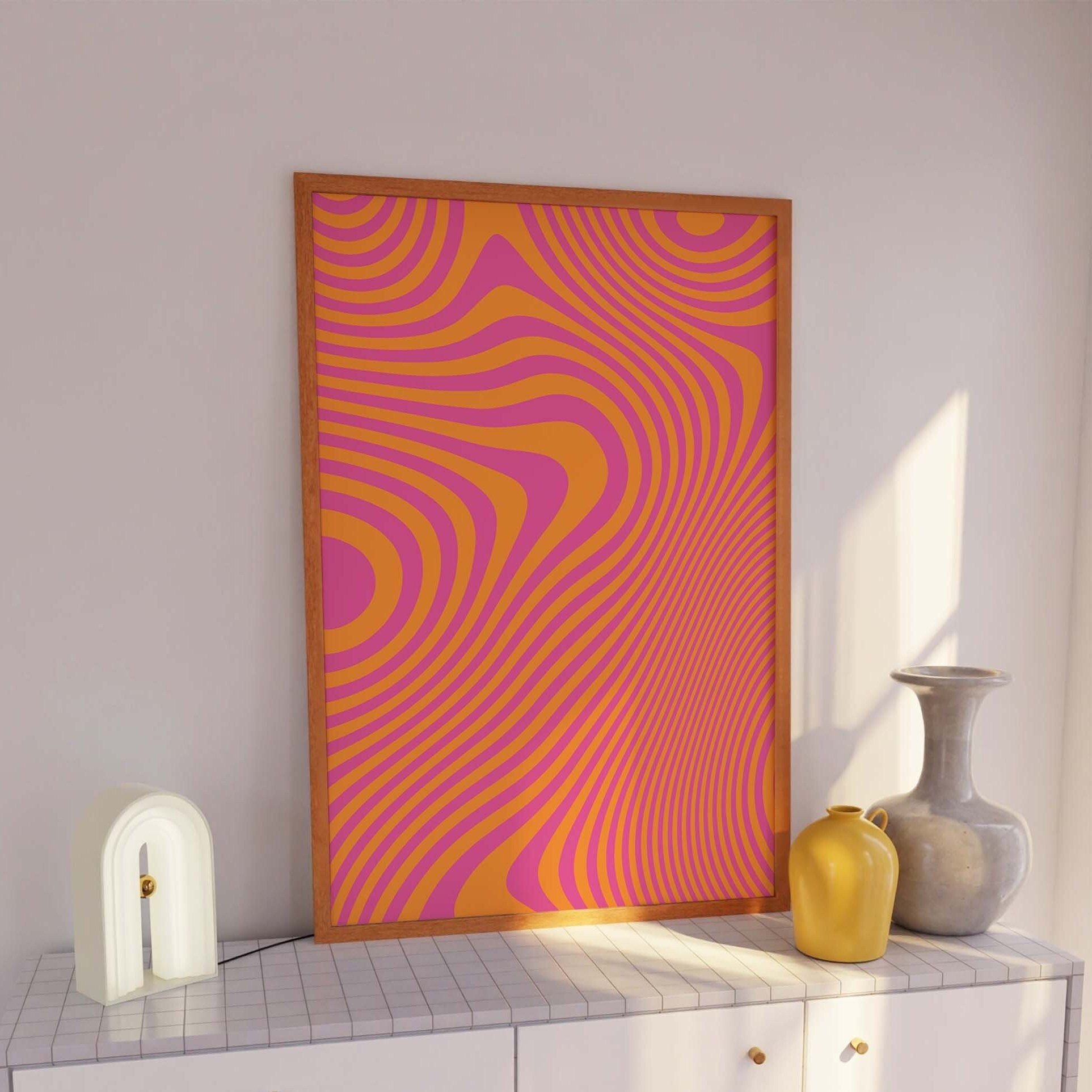 Pink Orange Abstract Print
