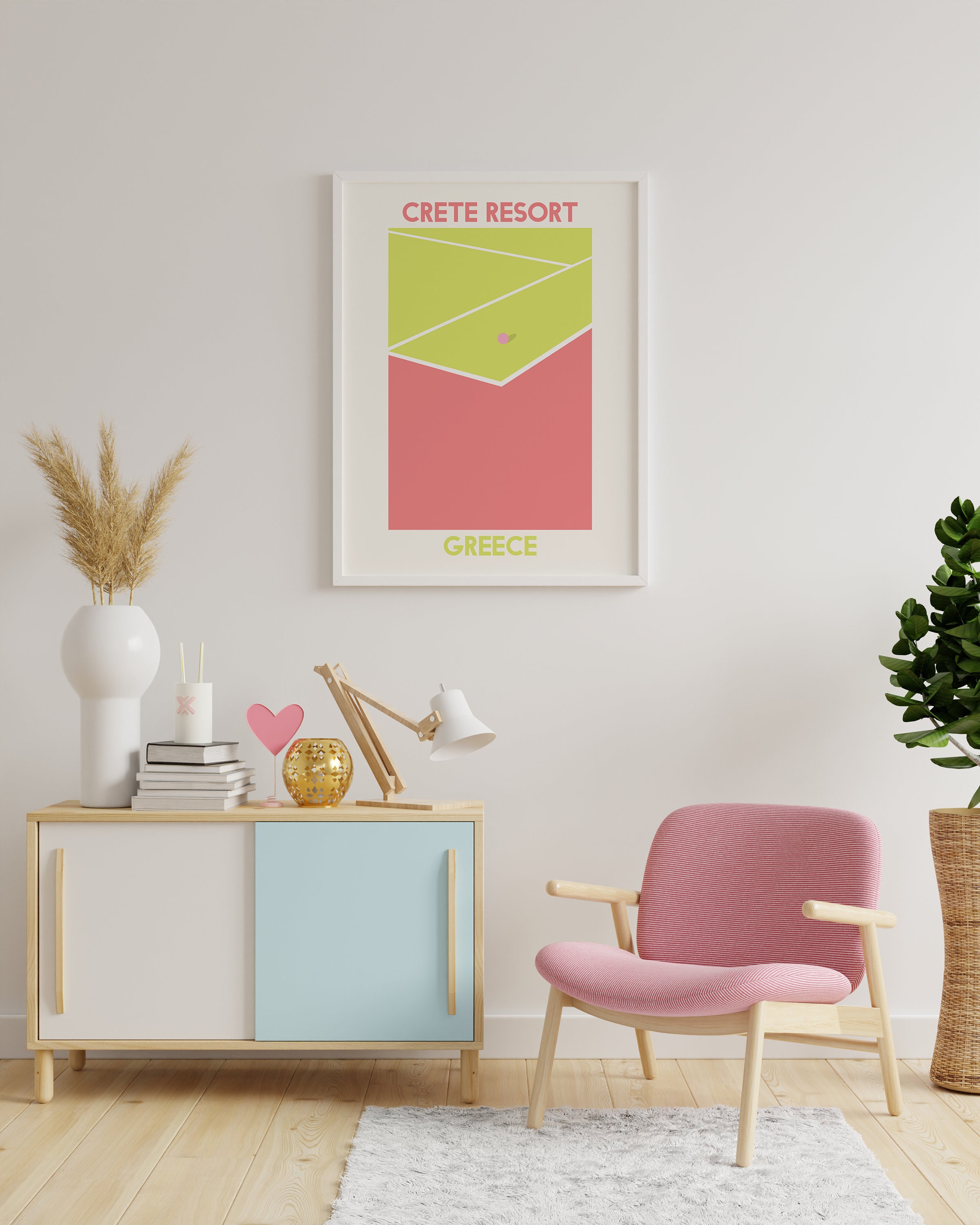 Pink Tennis Court Print - Image 5