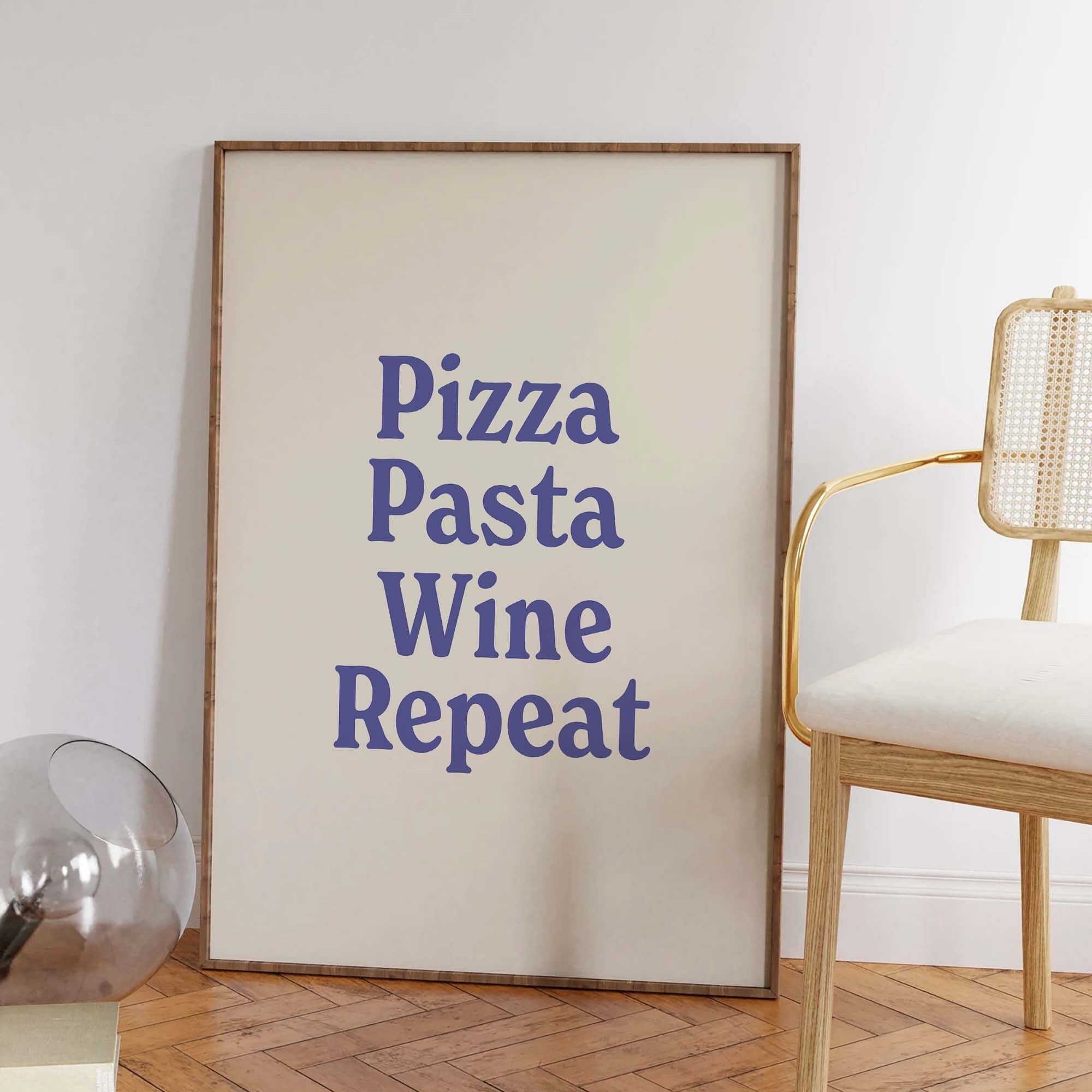 Pizza Pasta Wine Repeat Print - Image 3