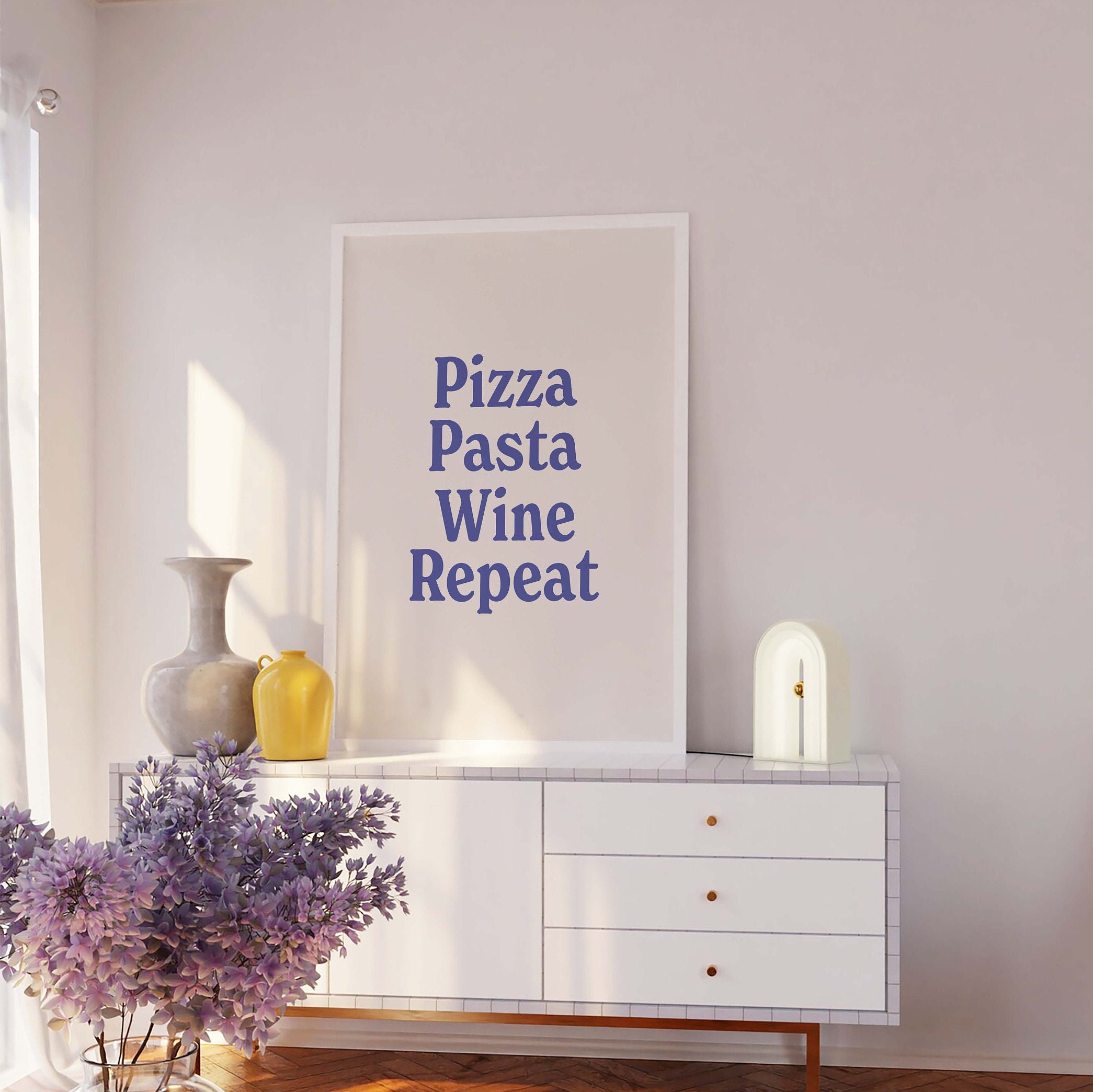 Pizza Pasta Wine Repeat Print - Image 4