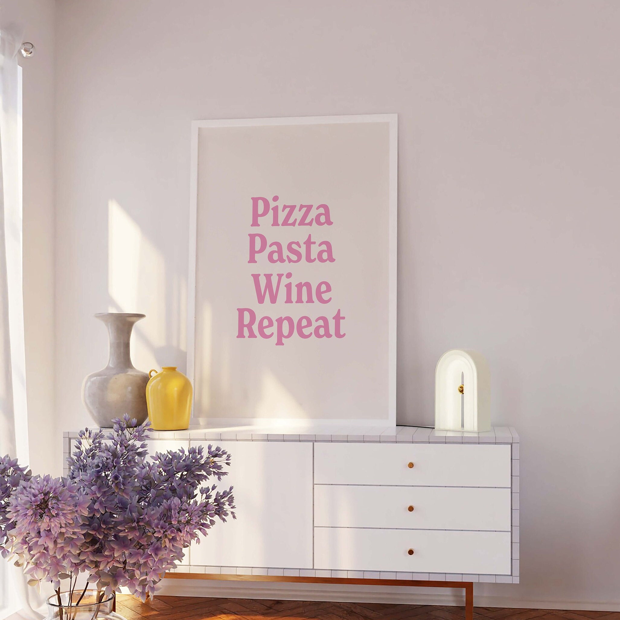 Pizza Pasta Wine Repeat Print - Image 2