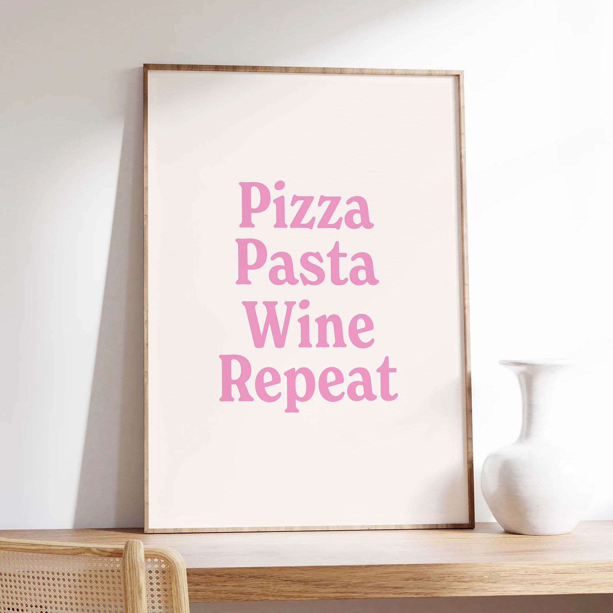 Pizza Pasta Wine Repeat Print - Image 3