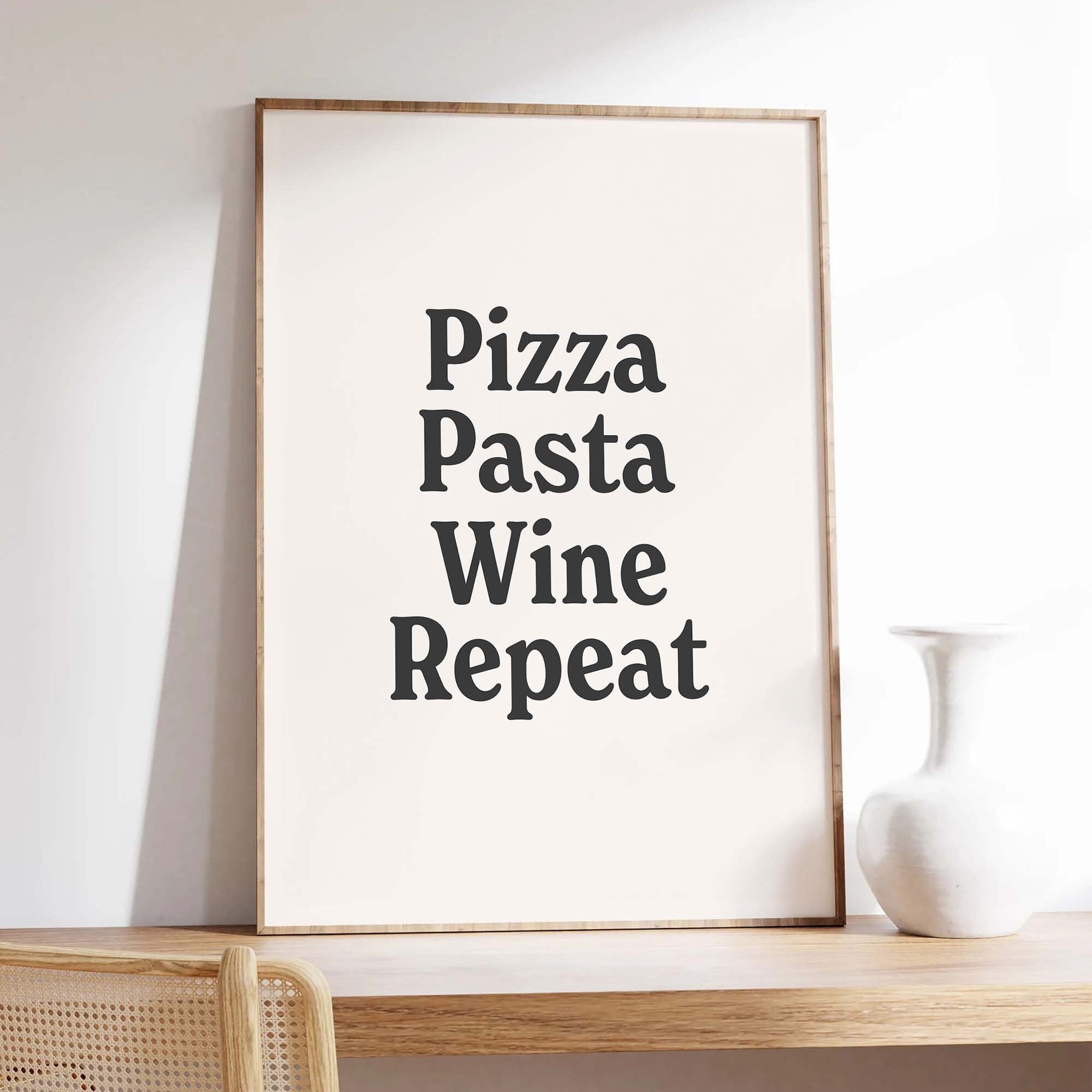 Pizza Pasta Wine Repeat Print - Image 2