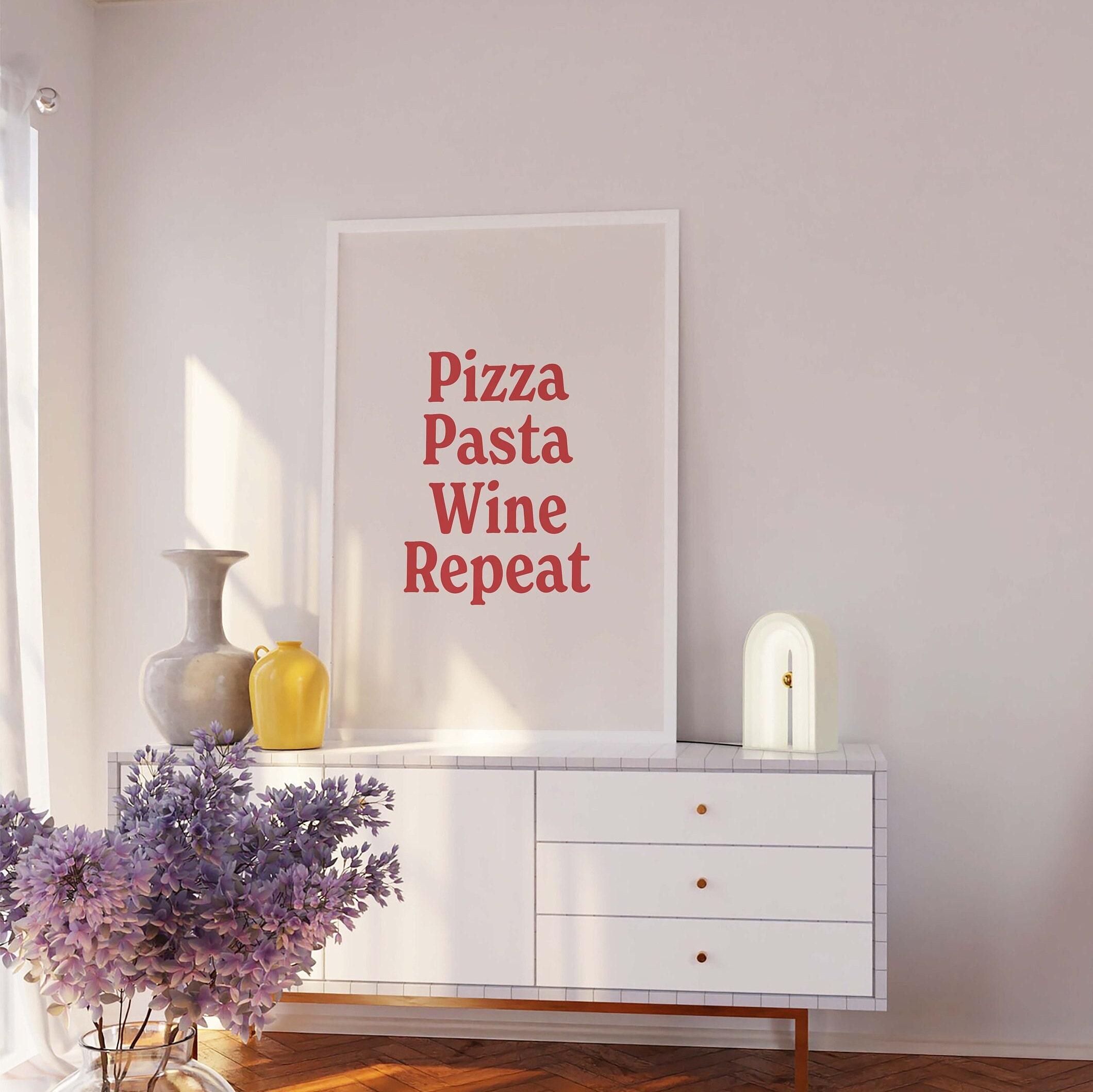 Pizza Pasta Wine Repeat Print - Image 5