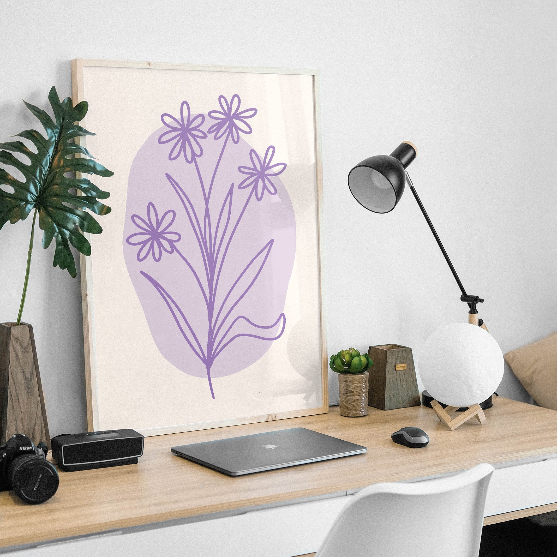 Purple Minimal Line Botanical Print