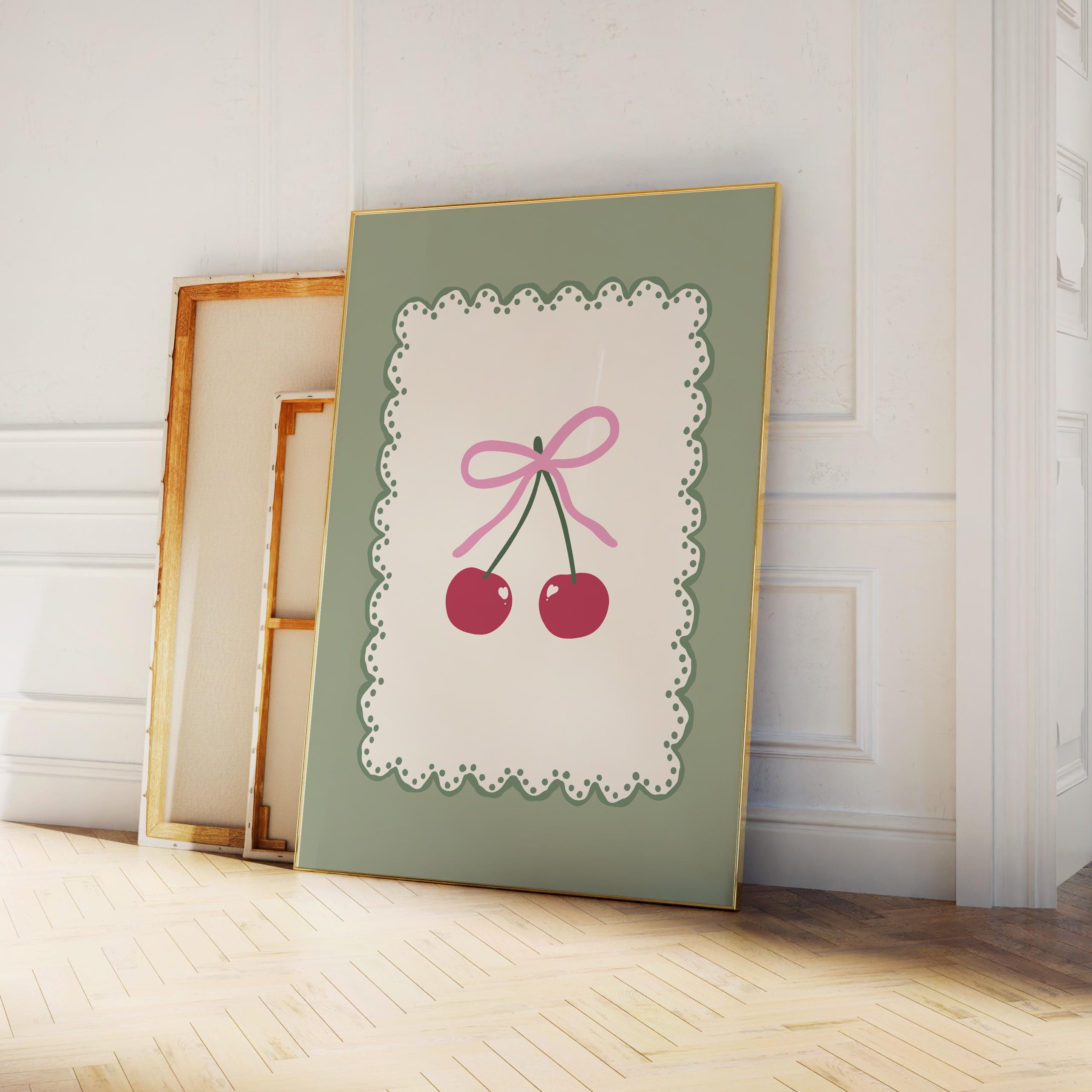 Sage Green Coquette Cherry Print - Image 2
