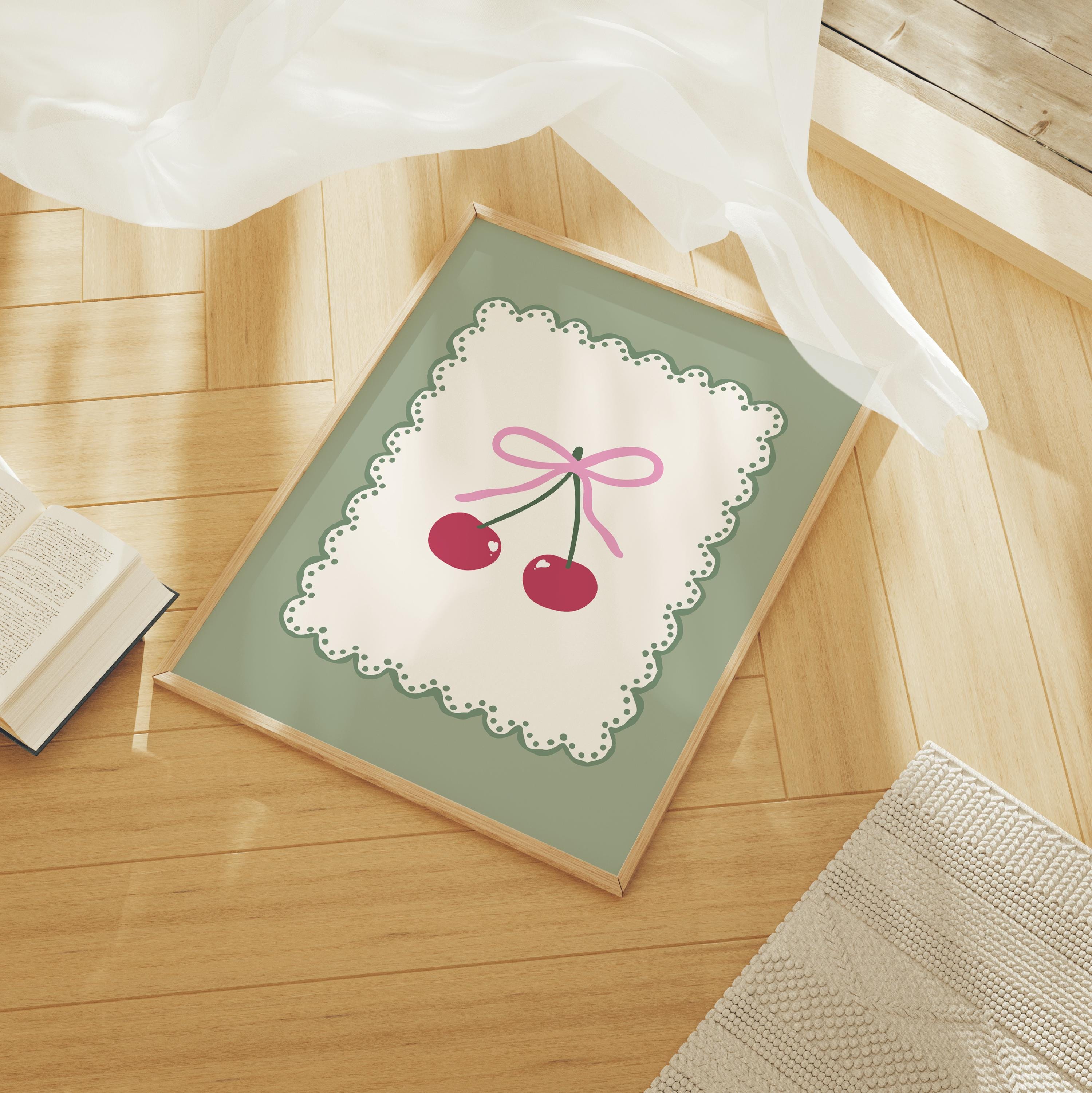 Sage Green Coquette Cherry Print - Image 4