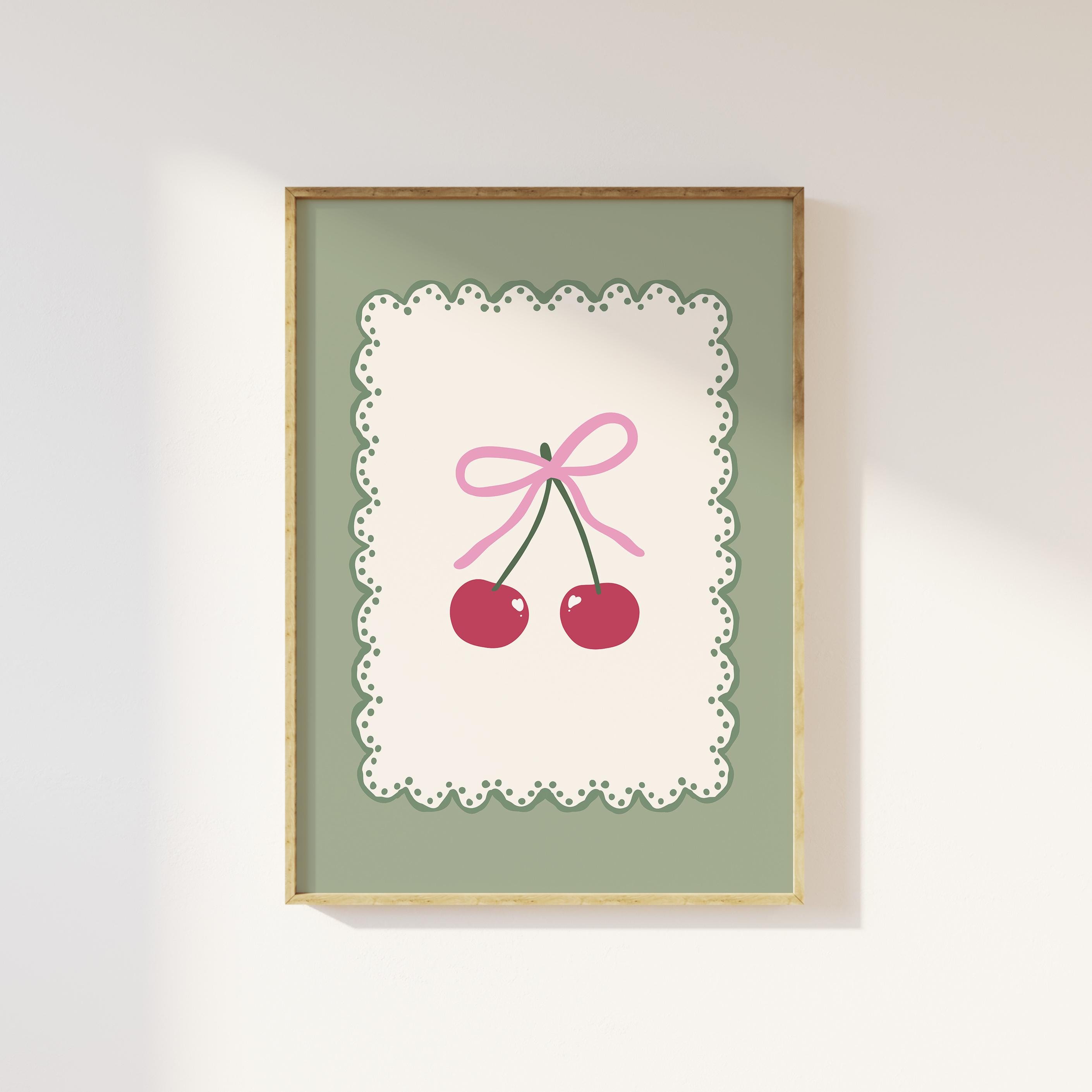 Sage Green Coquette Cherry Print - Image 5