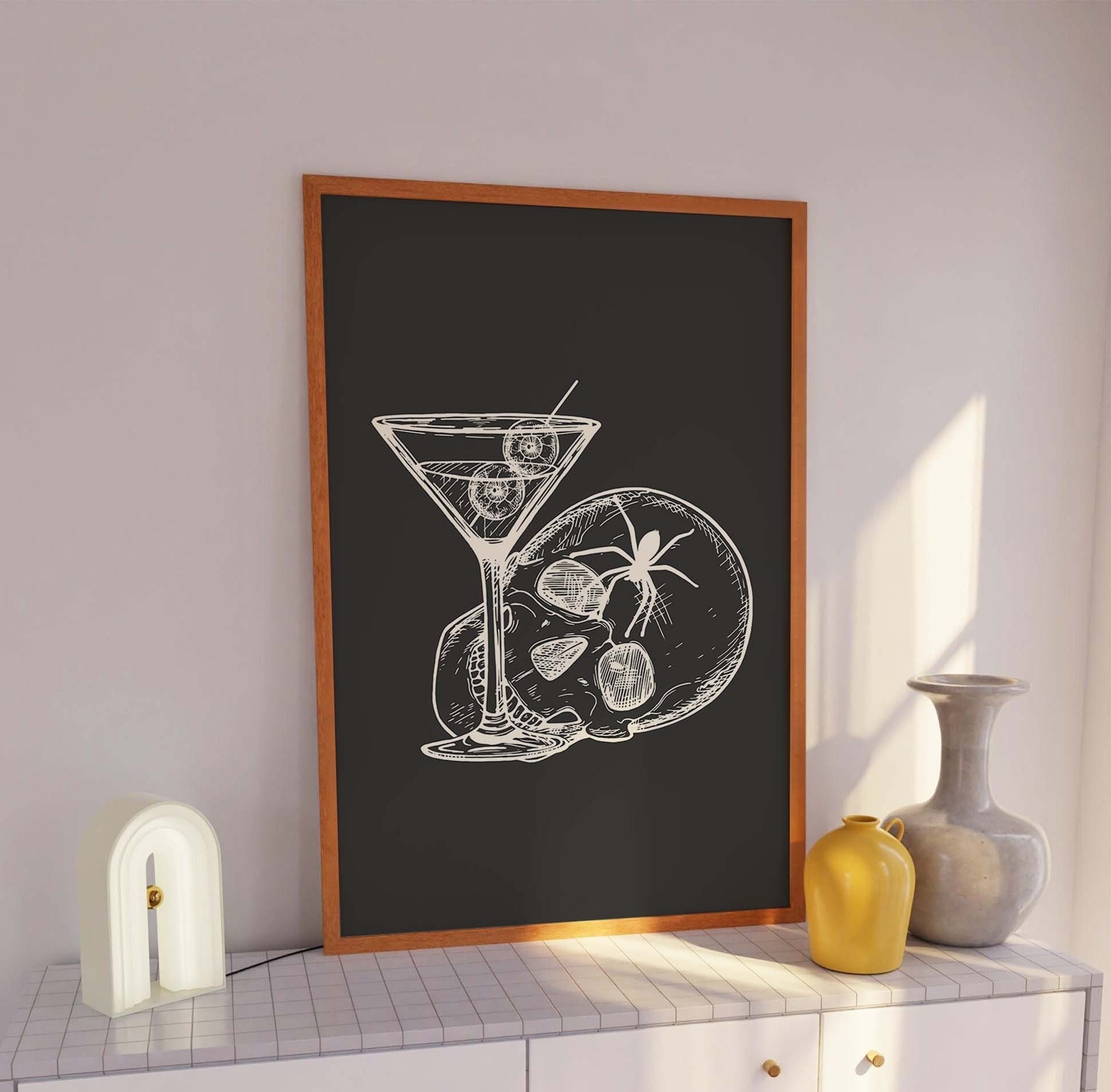 Skull Martini Print