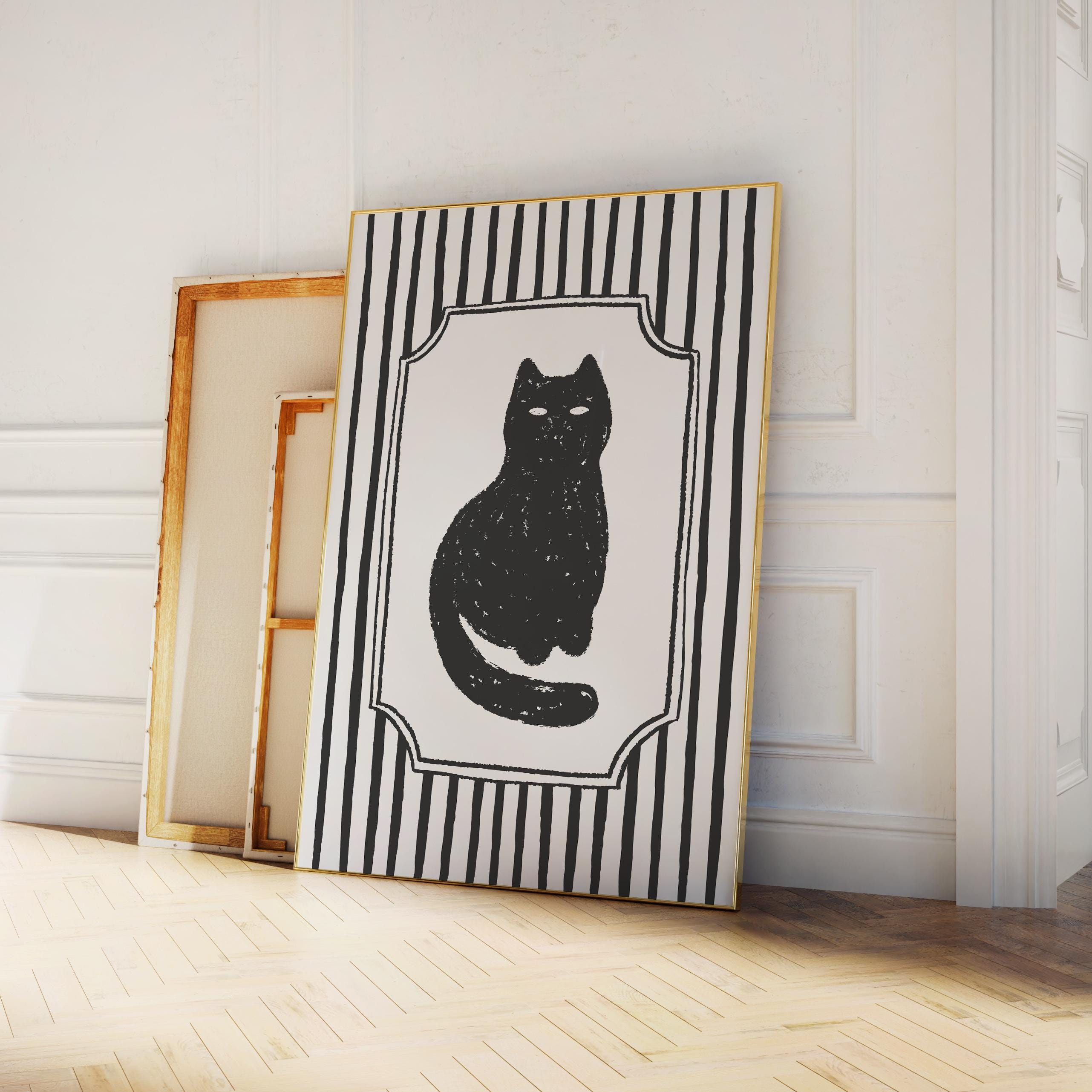 Striped Black Cat Print - Image 4