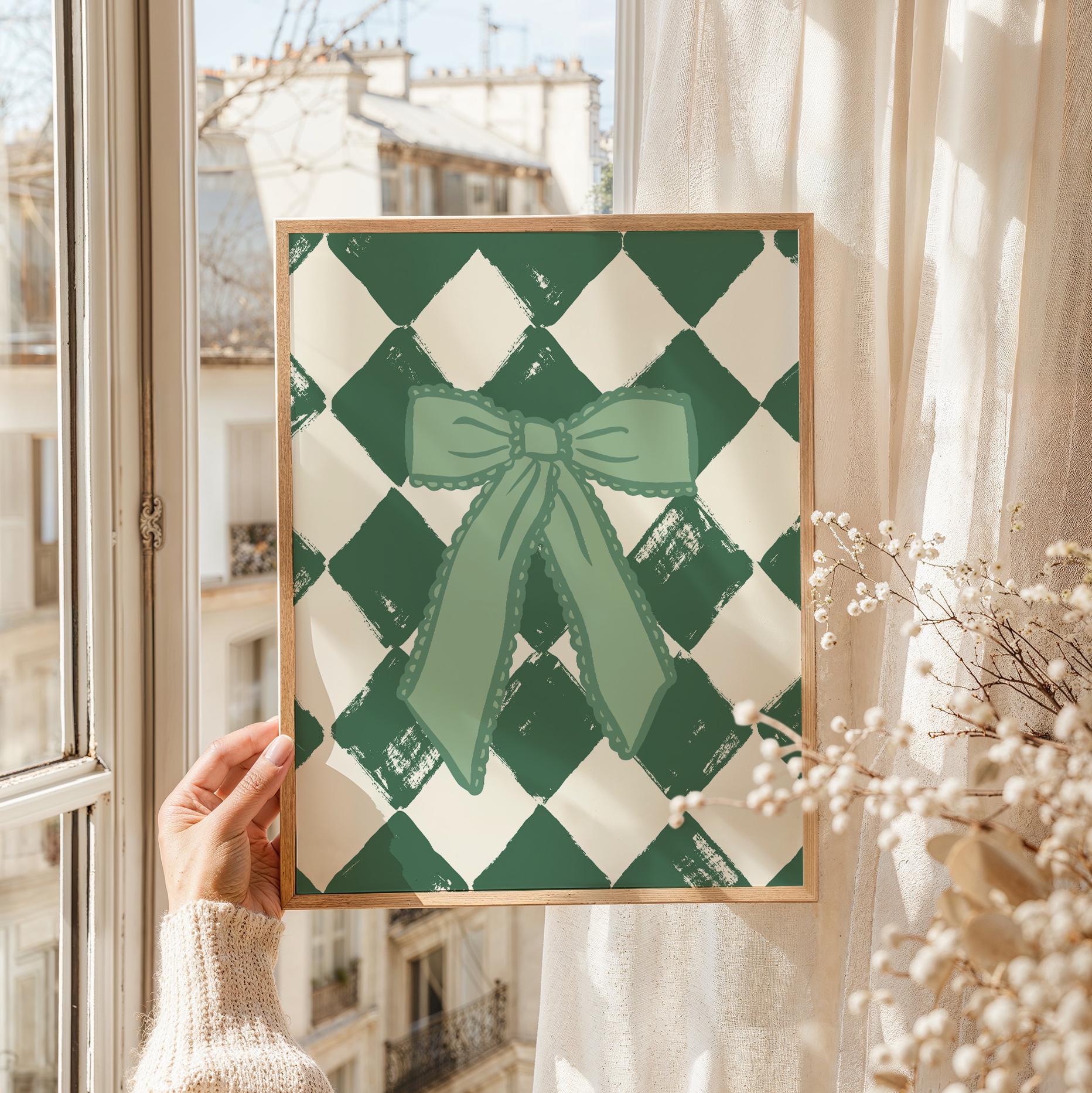 Vintage Green Bow Print - Image 4