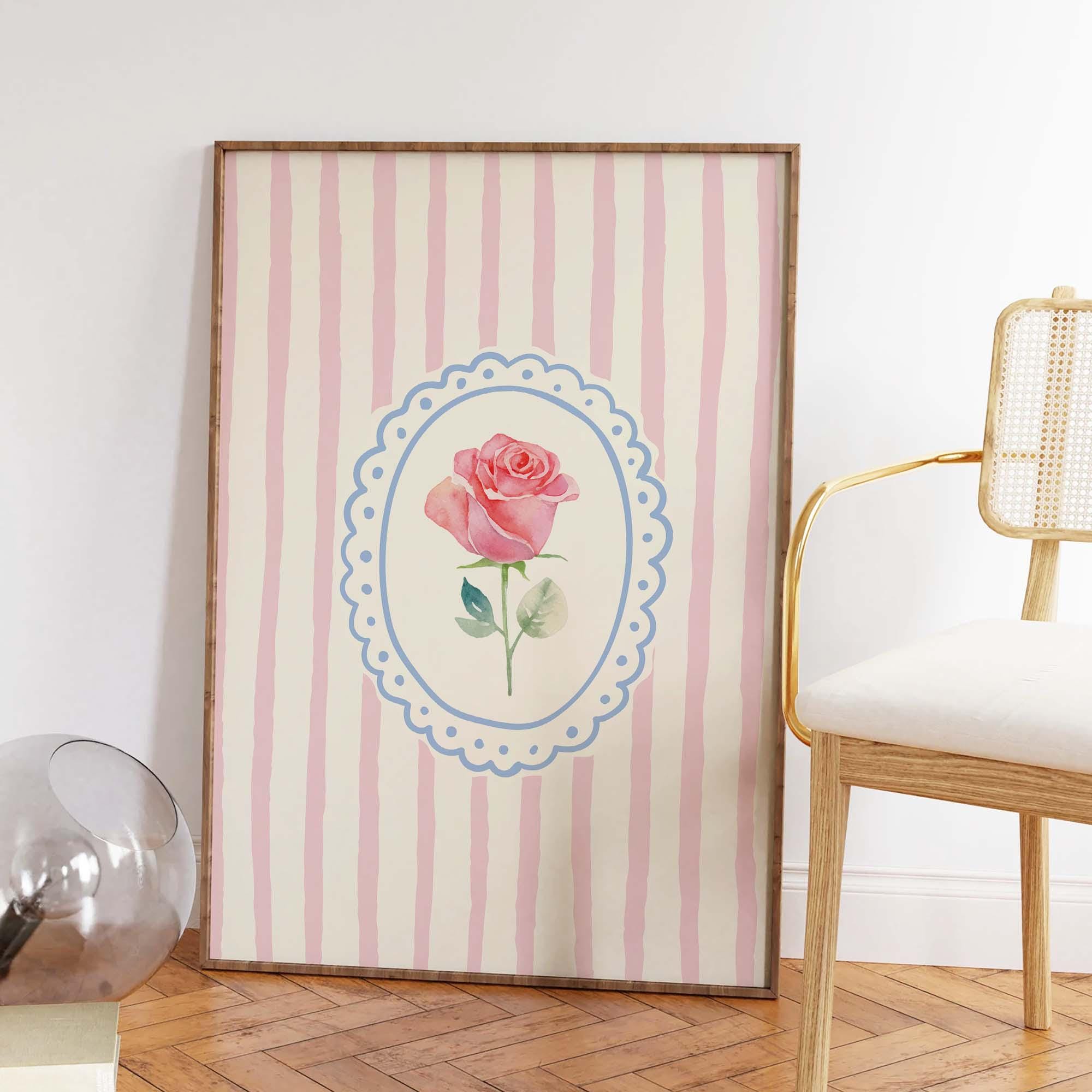 Vintage Striped Floral Frame Print - Image 3