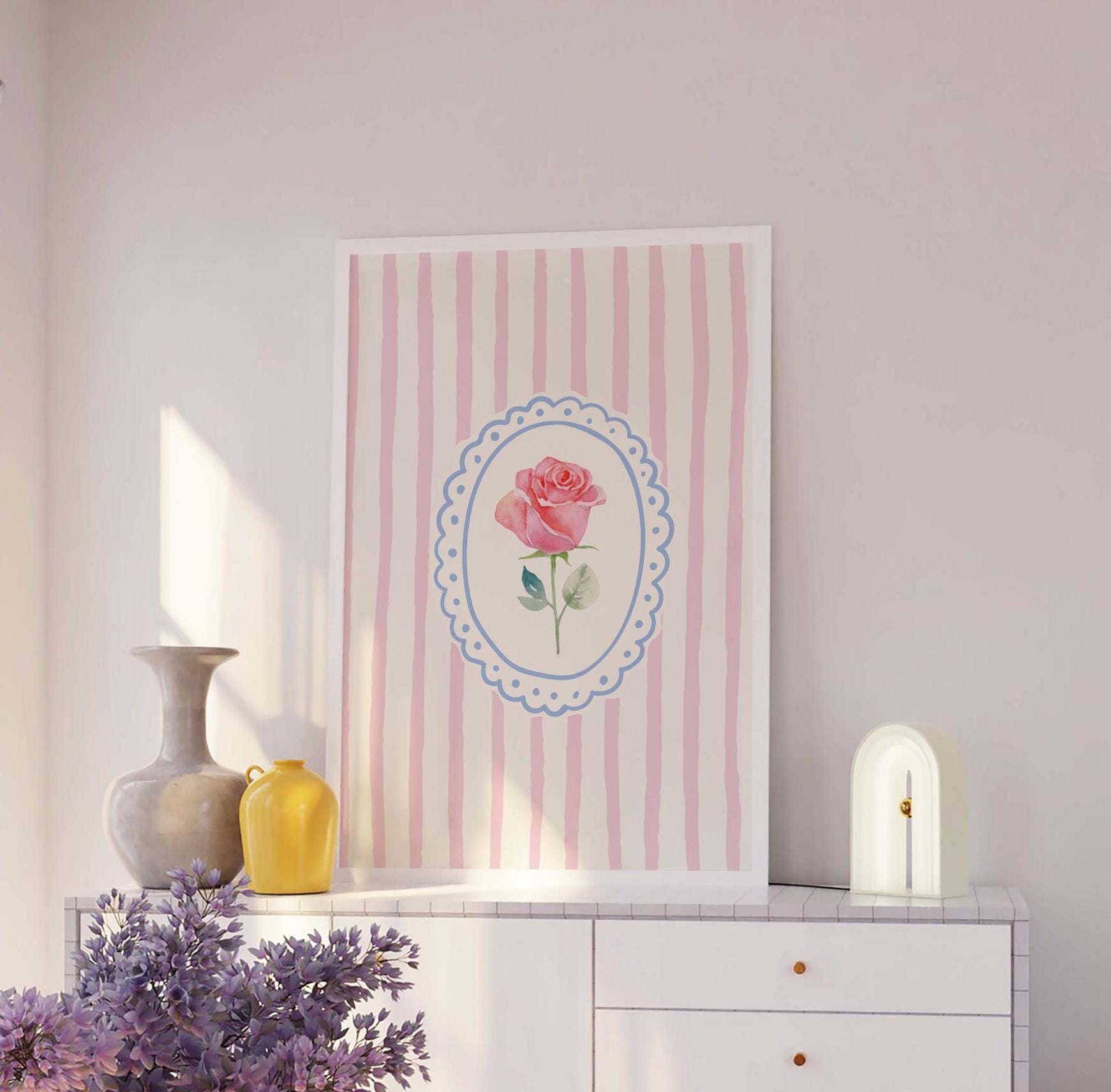 Vintage Striped Floral Frame Print - Image 4