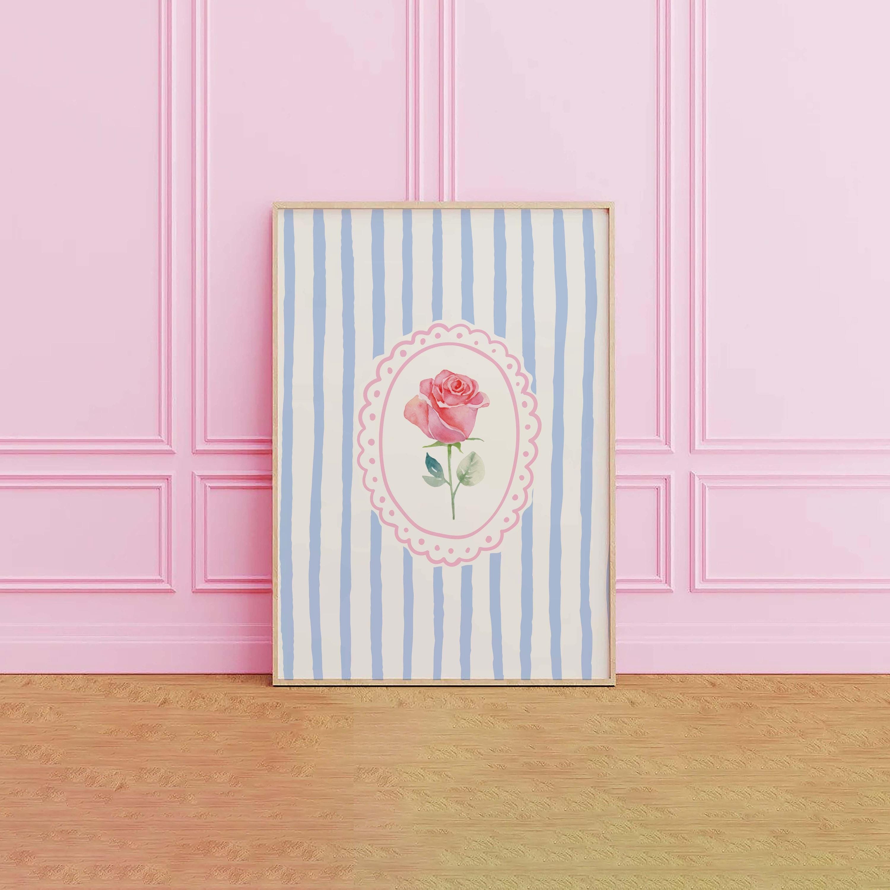 Vintage Striped Floral Frame Print