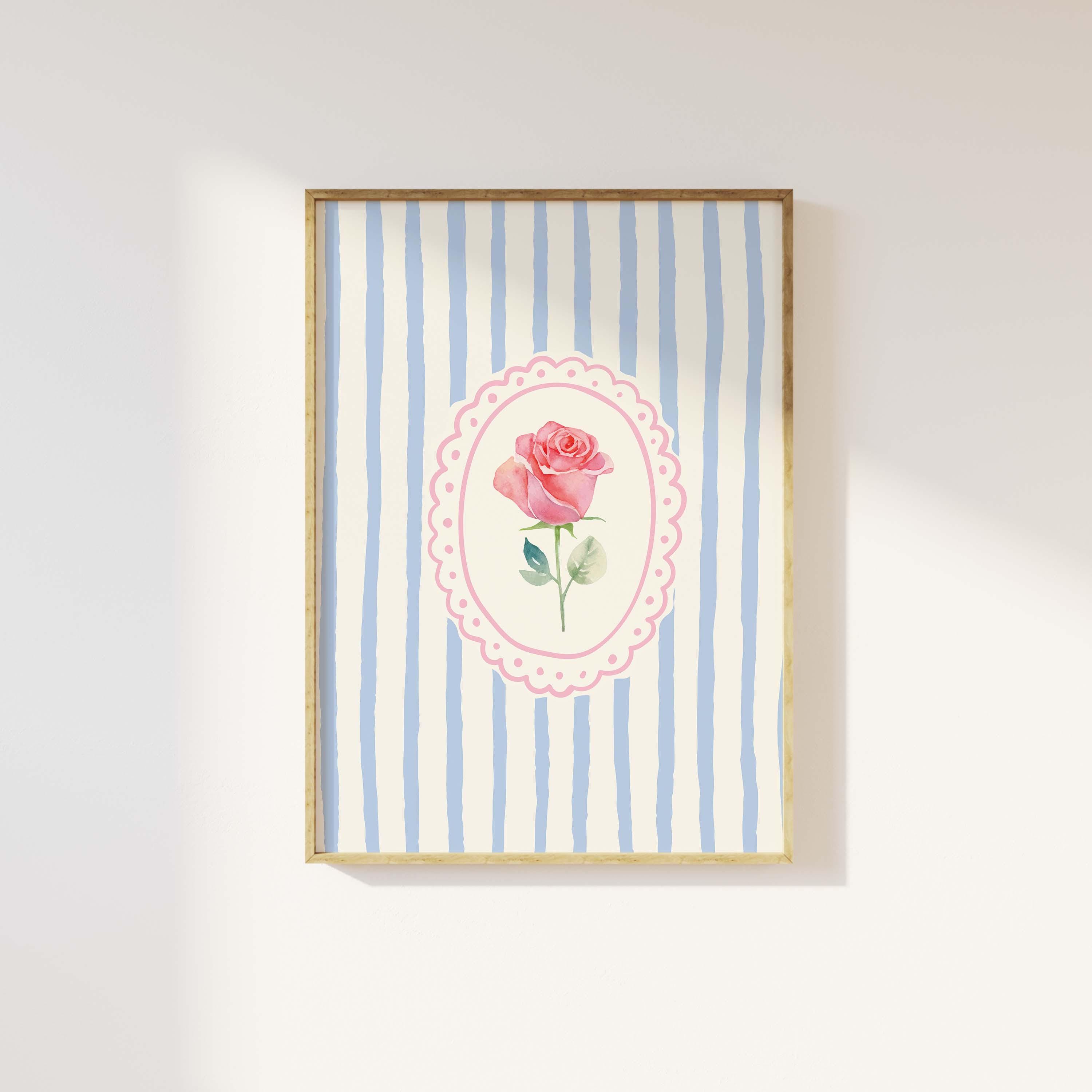 Vintage Striped Floral Frame Print - Image 3