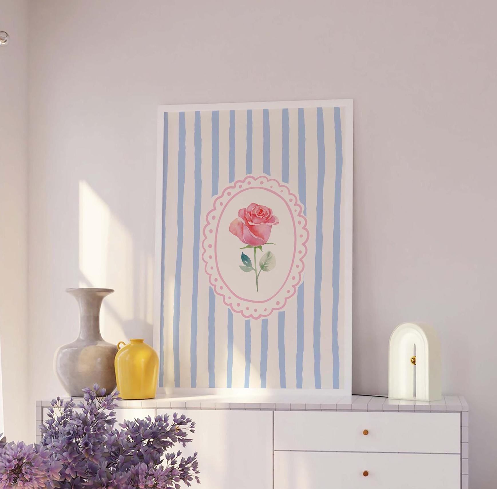 Vintage Striped Floral Frame Print - Image 4