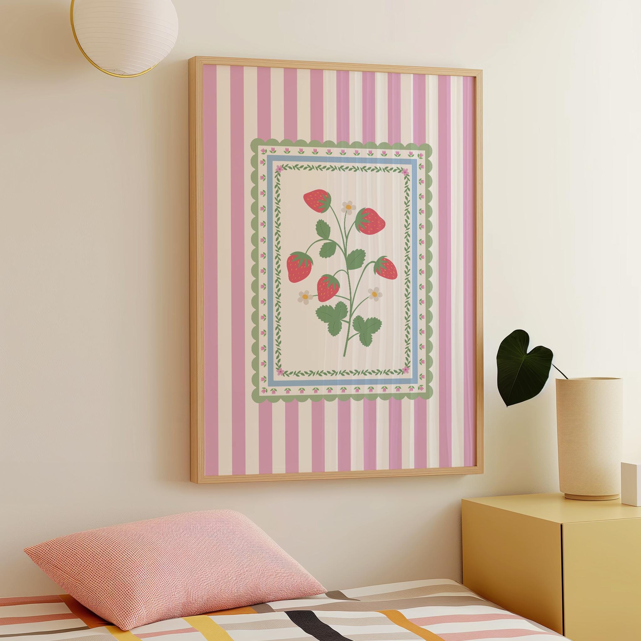 Vintage Striped Strawberry Print - Image 2