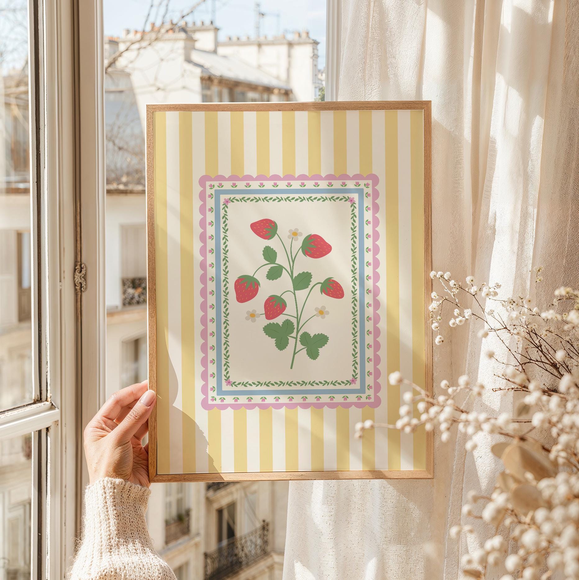 Vintage Striped Strawberry Print - Image 2