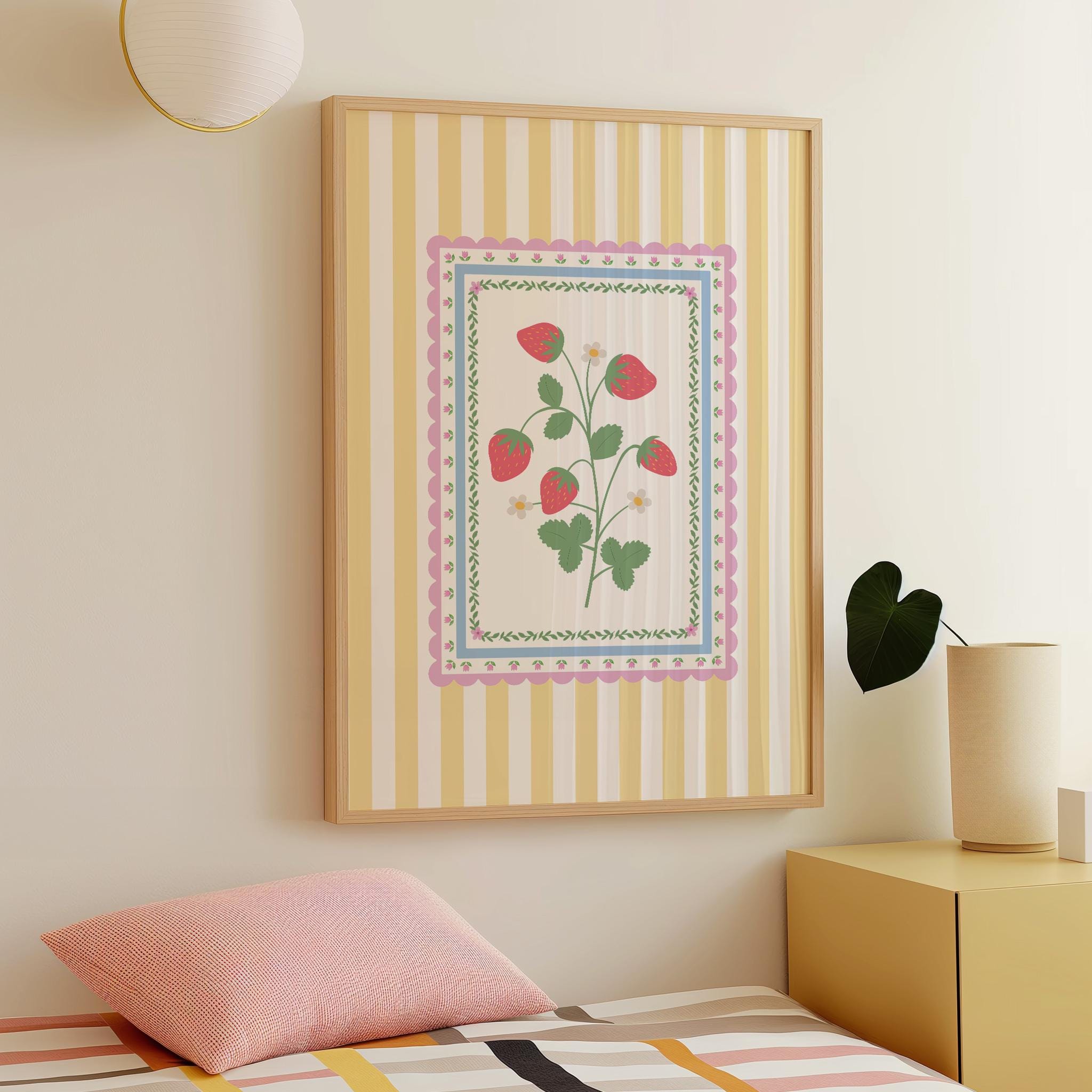 Vintage Striped Strawberry Print - Image 4