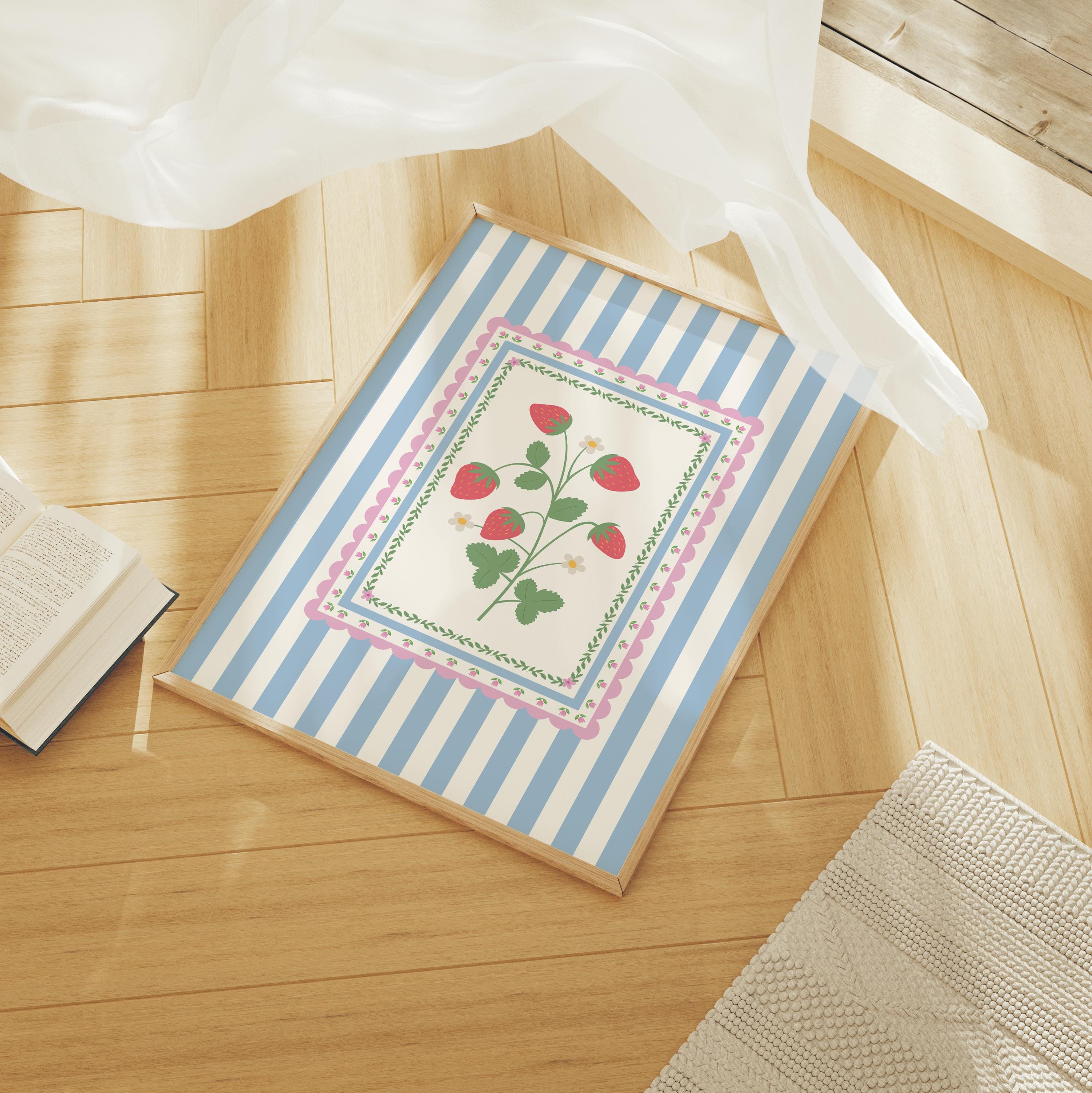 Vintage Striped Strawberry Print - Image 3