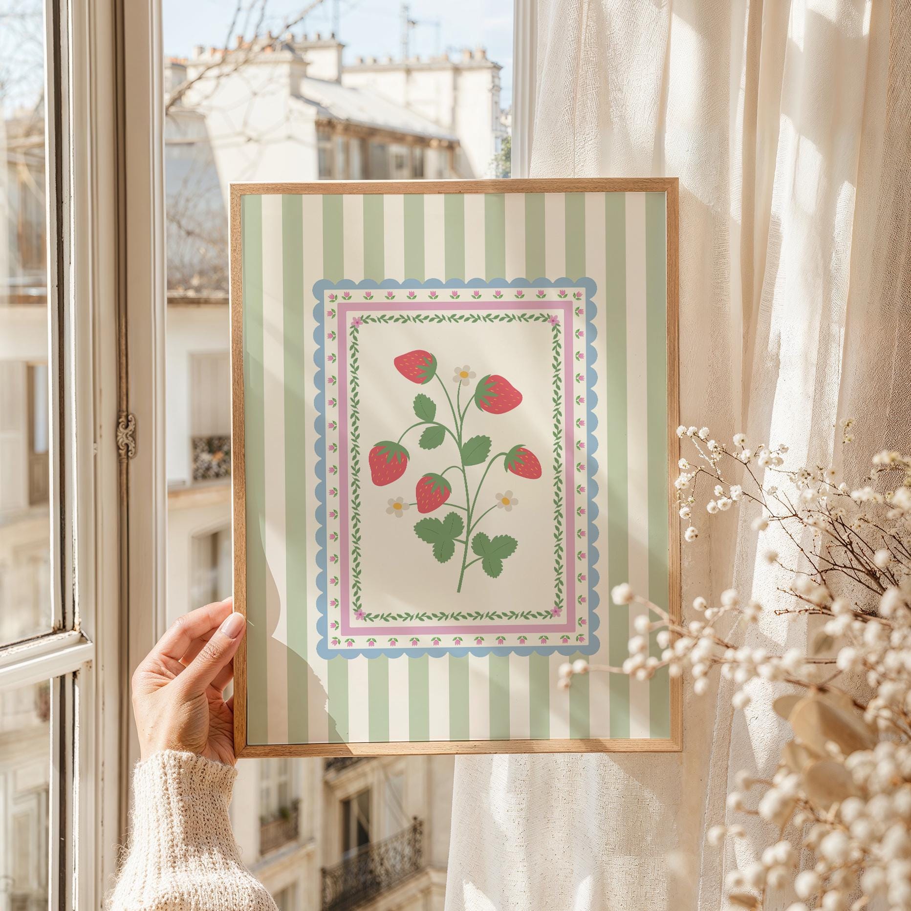 Vintage Striped Strawberry Print - Image 3