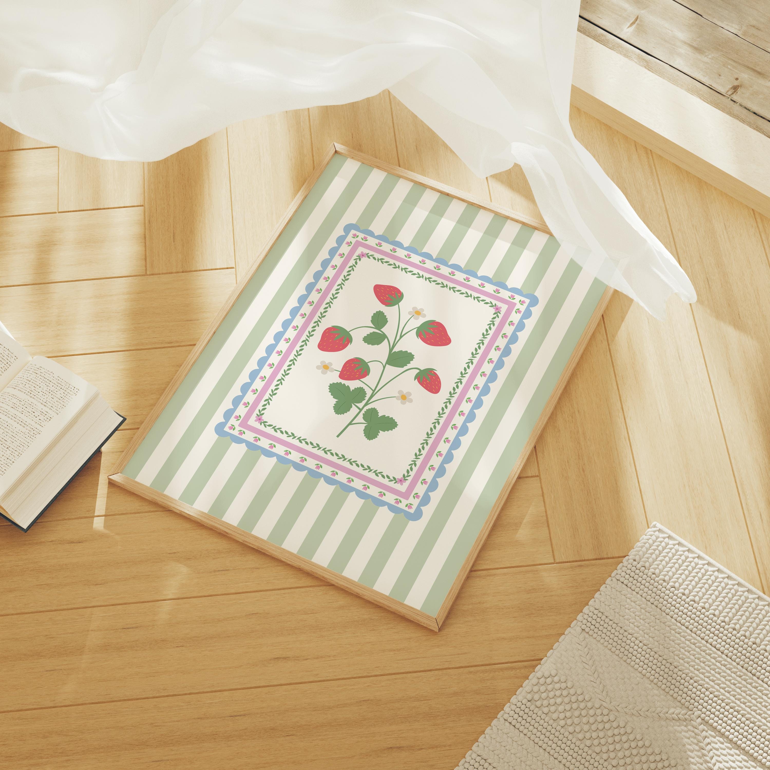 Vintage Striped Strawberry Print - Image 4