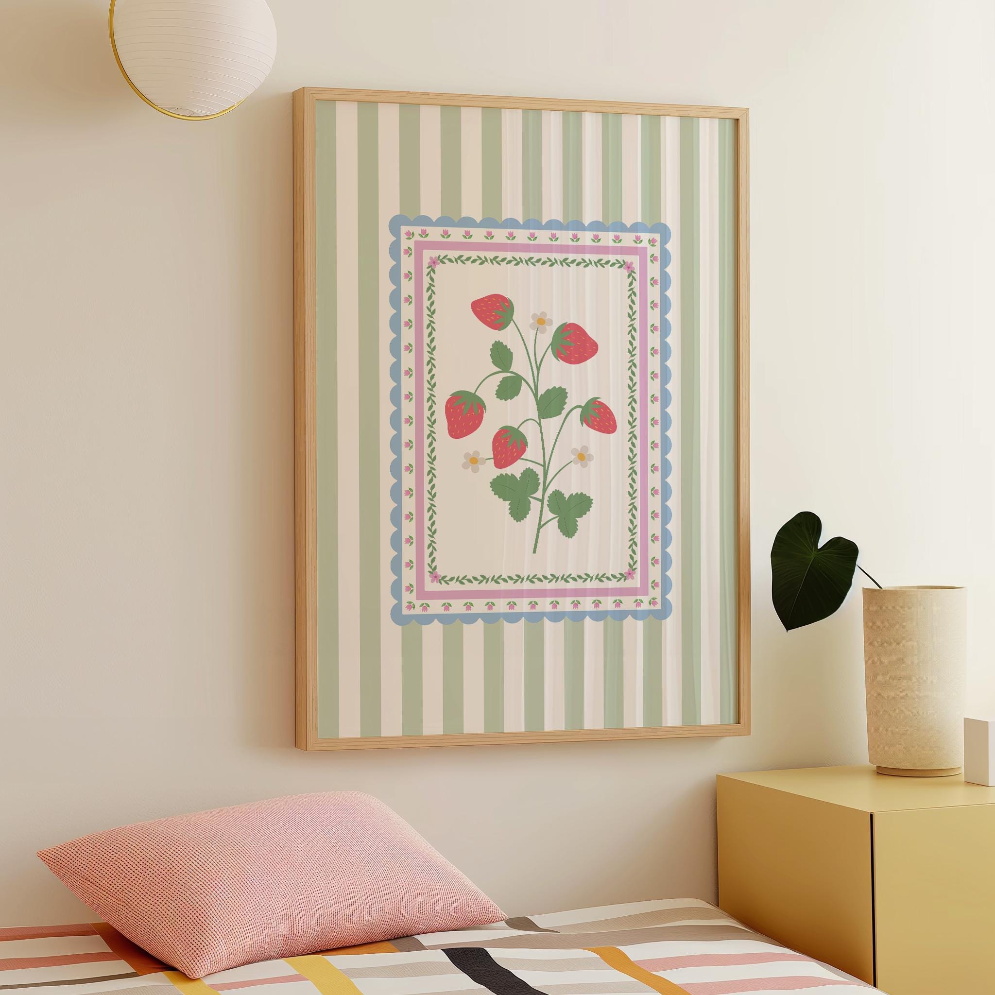 Vintage Striped Strawberry Print - Image 5
